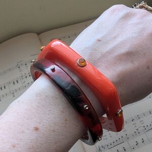 Vintage Orange and Black Bangle Set